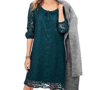 Garnet Hill Boheme Lace Pullover Dress green